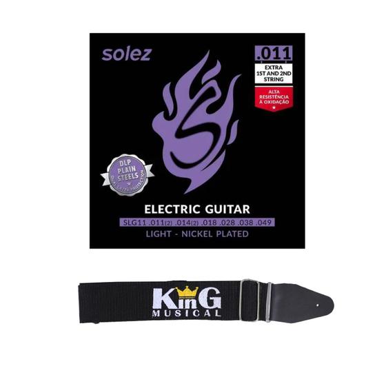 Imagem de Kit Encordoamento Solez Guitarra 011 Correia King Musical