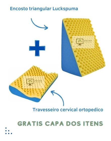 Imagem de Kit Encosto Triangular + Travesseiro Cervical Entrega Rapida