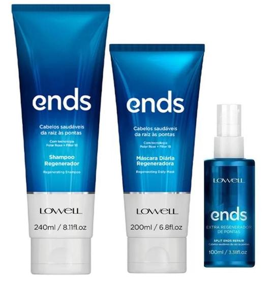 Imagem de Kit Ends Shampoo 240 Ml + Máscara 200Ml + Ends 100 Ml Lowell