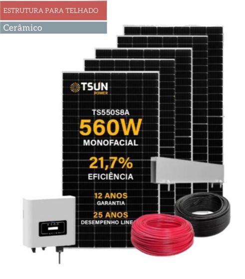 kit energia solar 8 placas 560w TSUN 1 inversor DEYER 3k 220v Menor preço em kit energia solar 8 placas 560w TSUN 1 inversor DEYER 3k 220v