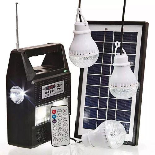 Imagem de Kit Energia Solar Para Acampamento Com Rádio Fm + 3 Lâmpadas De Leds