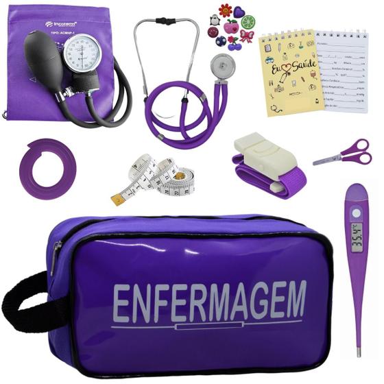 Imagem de Kit Enfermagem Aparelho de Pressão Estetoscópio Estágio Incoterm