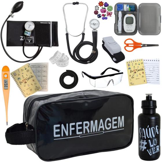 Imagem de Kit Enfermagem Aparelho Pressao Esteto Medidor Glicose Multi PAMED