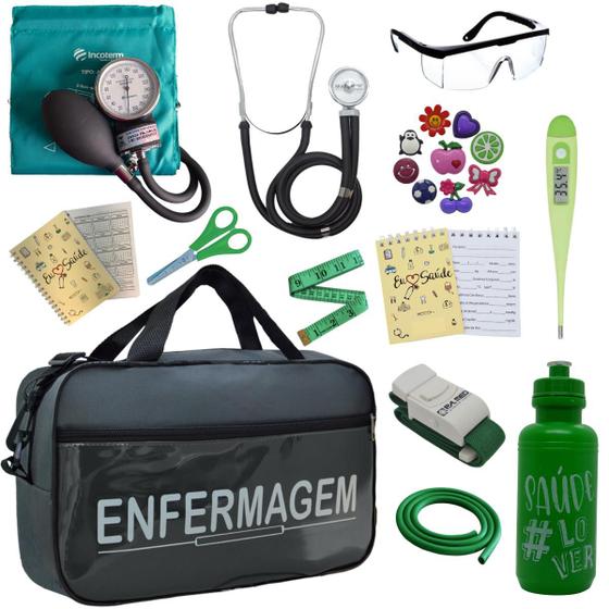 Imagem de Kit Enfermagem Bolsa Estetoscopio Aparelho Pressao Top