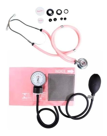Imagem de Kit Enfermagem Com Esfigmo + Estetoscopio Duplo Rappaport