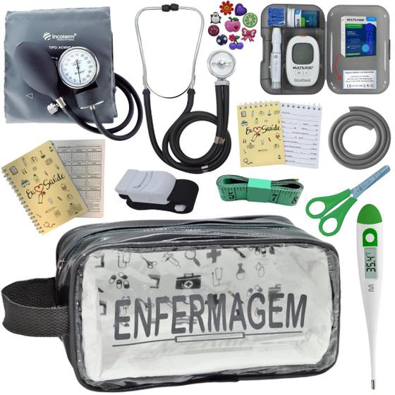 Imagem de Kit Enfermagem Completo Top + Medidor Glicose 