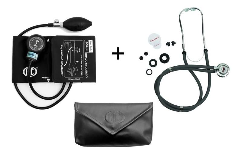 Imagem de Kit Enfermagem Esfigmomanômetro Aparelho De Medir Pressão Arterial NEW INNOVA + Estetoscópio Rappaport Duplo Premium