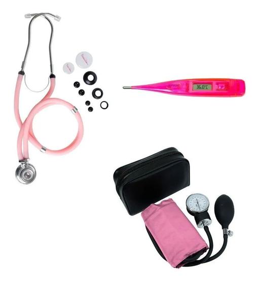 Imagem de Kit Enfermagem Esfigmomanometro + Esteto Duplo + Termometro