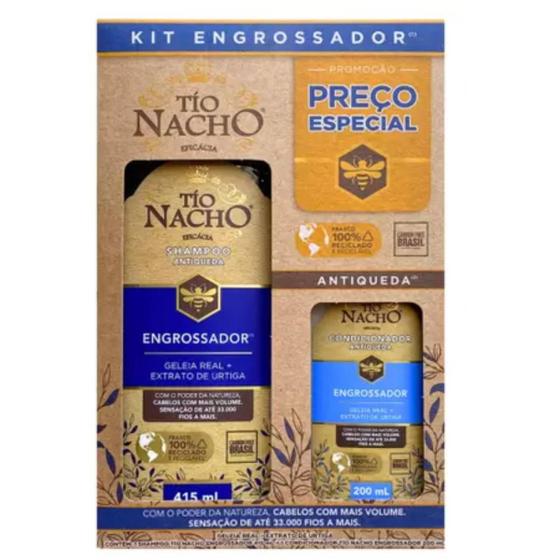 Imagem de Kit Engrossador Shampoo 415 + Condicionador 200 - Tio Nacho