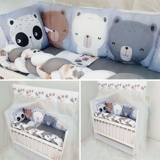 Imagem de Kit Enxoval Para Mini Berço Conjunto Com 13 Peças Para Mini Berço Bebê Recem Nascido Menina Menino