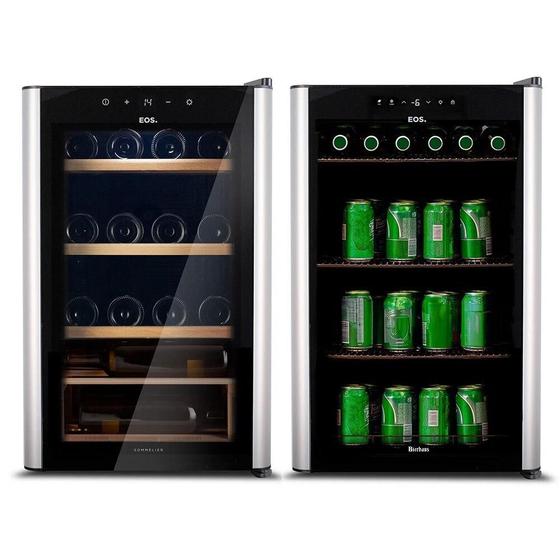 Imagem de Kit EOS Beer  Wine Cervejeira 76L ECE80 220V  Adega Climatizada 22 Garrafas EAC24IM 110V