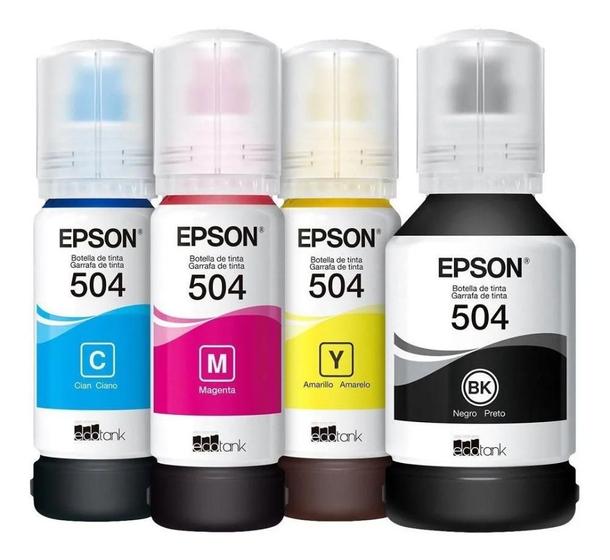 Imagem de Kit Epson Refil Tinta 4Cores Original T504 Ciano/Magenta/Amarelo/Preto