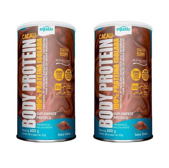 Imagem de Kit Equaliv Body Protein Cacau 100% Proteina 600g 2 Uni