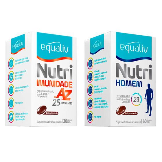 Imagem de Kit Equaliv Nutri Homem 60 Capsulas + Imunidade 30 Capsulas