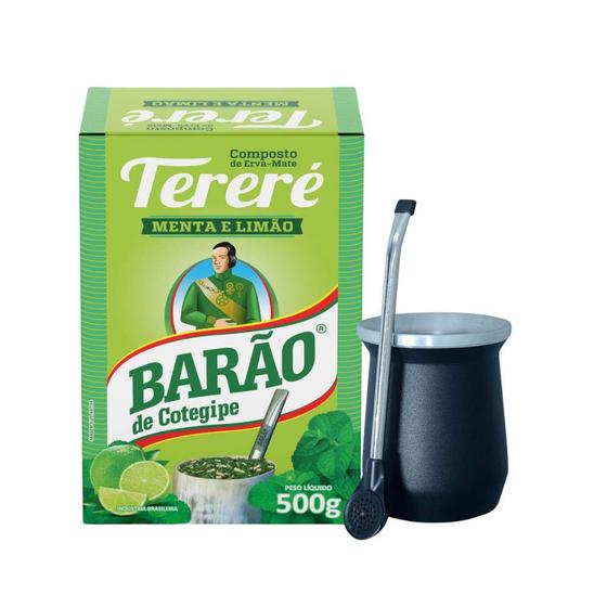 Imagem de Kit Erva Tereré Premium Menta Limão Extra Forte Barão e Cuia