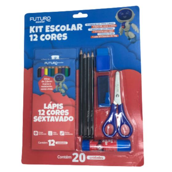 Kit Escolar 12 Cores 20 Unidades na Cartela Futuro Escolar Menor preço em Kit Escolar 12 Cores 20 Unidades na Cartela Futuro Escolar