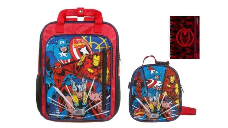 Imagem de Kit Escolar Avengers Mochila De Costas + Lancheira +