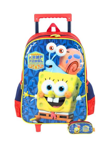 Imagem de Kit Escolar Bob Esponja Mochila Roda + Estojo D - Vermelho