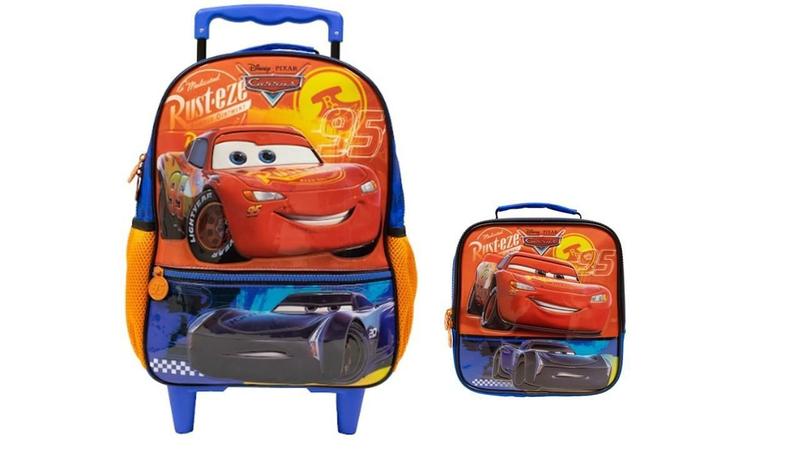 Imagem de Kit Escolar Carros Mochila De Rodas + Lancheira