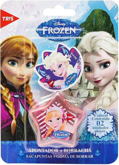 Imagem de Kit Escolar Com Apontador E Borracha Frozen Disney Tris