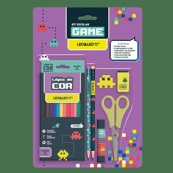 Imagem de Kit Escolar com Lapis de Cor Game Com 7 Peças