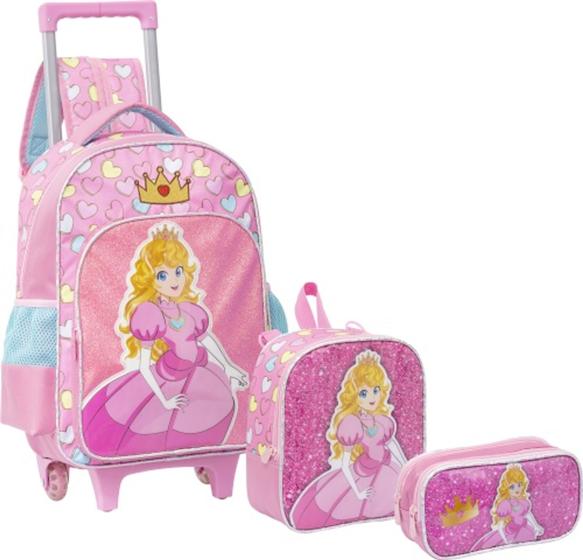 Imagem de Kit Escolar Completo Mochila  Carrinho Lancheira Estojo Princesa Aurora Yepp Volta às Aulas MIF5341