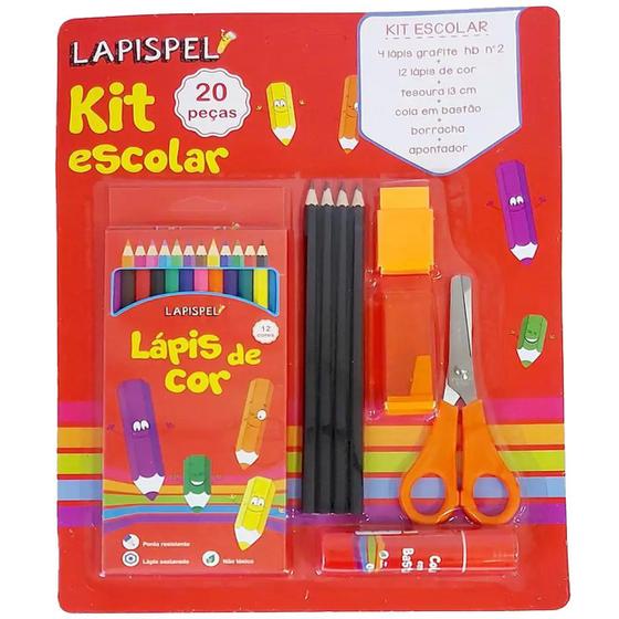 Imagem de Kit Escolar Escritório 20 pçs Lapis Borracha Apontador