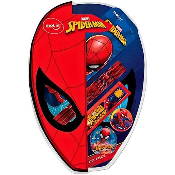 Imagem de Kit Escolar Especial Spiderman C/7 Itens Estojo Lapis Molin