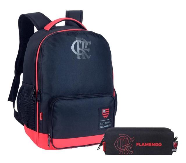 Imagem de Kit Escolar Futebol Mochila Costas Esportiva Flamengo Clube Classic com Estojo Esportivo Flamengo Oficial Original Licenciado