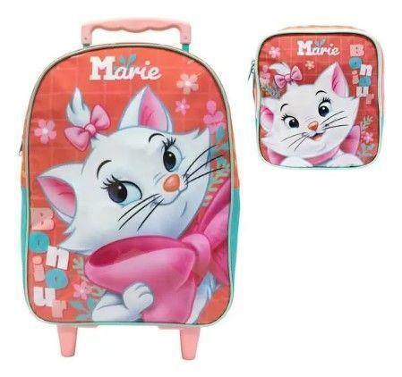 Imagem de Kit escolar gata marie g mochila de rodas + lancheira 