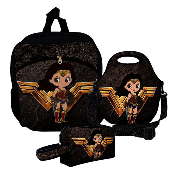 Imagem de Kit Escolar Infantil Mochila de Costas + Lancheira Térmica + Necessaire Plus  ISOPRENE  Menina Maravilha