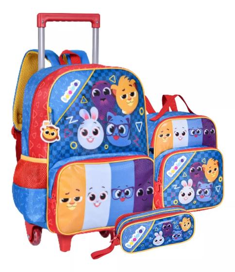 Imagem de Kit Escolar Infantil Mochila de Rodinha Bolofofos Youtuber Polvinho com Lancheira e Estojo