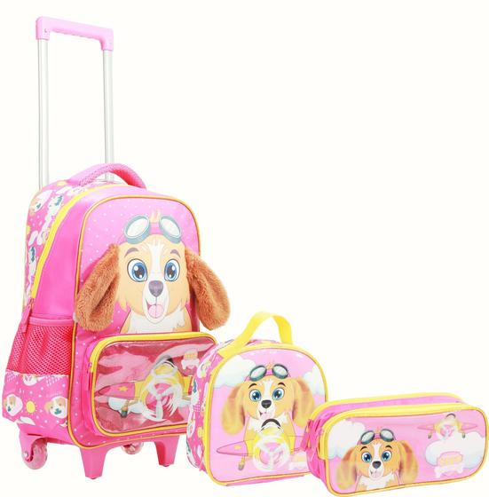 Imagem de Kit Escolar Infantil Mochila de Rodinha Lancheira Estojo Patrulha Canina Infantil MIF5331