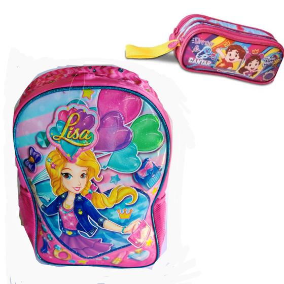 Imagem de Kit escolar infantil Mochila Lisa Fashion+ estojo