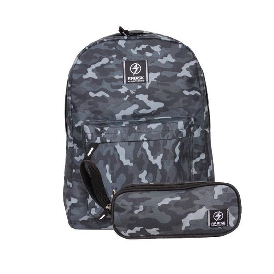 Imagem de Kit Escolar Juvenil Rabisk Camuflado Mochila Impermeável RK2439 + Estojo RK2449