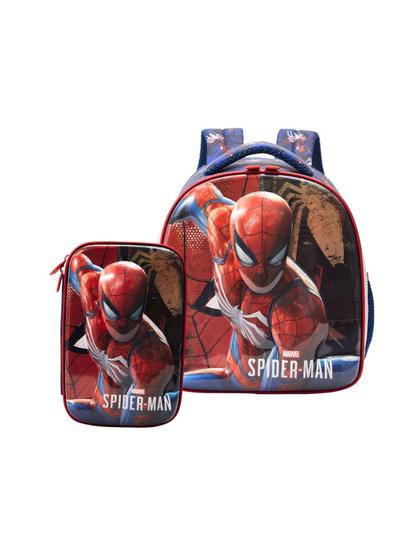 Imagem de Kit Escolar Lancheira Mochila+Estojo Box Spider-Man Aranha