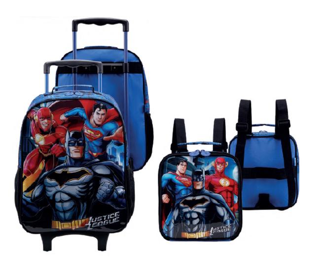 Imagem de Kit Escolar Liga da Justiça Xeryus - Mochila com Rodas e Lancheira