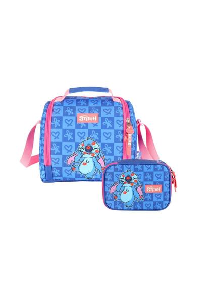 Imagem de Kit Escolar Lilo Stitch Lancheira + Estojo Box 742 - Azul