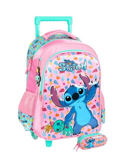 Imagem de Kit Escolar Lilo Stitch Mochila Rodas+ Estojo Triplo 552