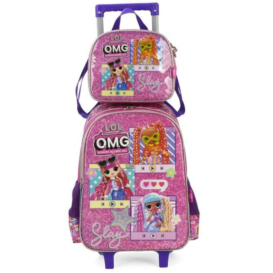 Imagem de Kit Escolar Lol Star Mochila Rodas + Lancheira Térmica Pink