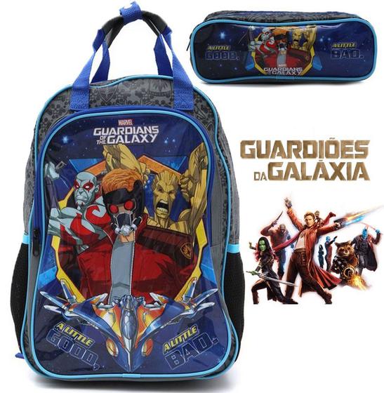 Imagem de Kit Escolar Menino Guardiões Da Galáxia Marvel Mochila + Estojo Duplo