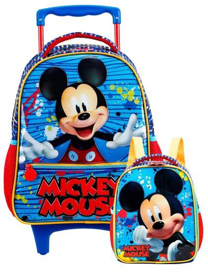 Imagem de Kit Escolar Mickey Luxo Mochila Rodas M Lancheira Estojo