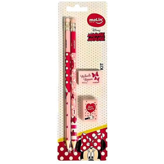 Imagem de Kit Escolar Minnie Com 2 Lápis 1 Apontador 1 Borracha Molin