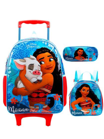 Imagem de Kit Escolar Moana Mochila Rodas G + Lancheira Térmica + Estojo