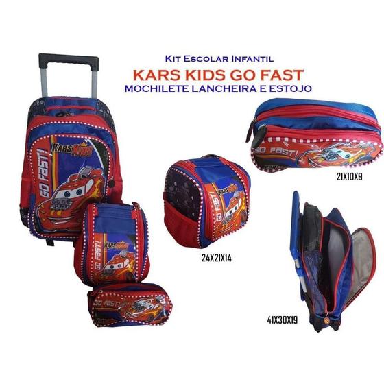 Imagem de Kit Escolar Mochila 35Cm + Lancheira + Estojo Kars Kids Go