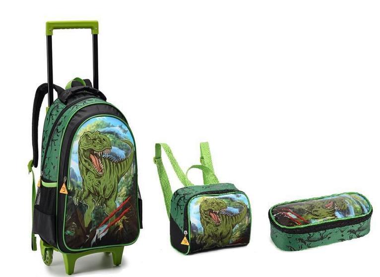 Imagem de Kit Escolar Mochila Com Rodinhas Menino Dinossauro 2023