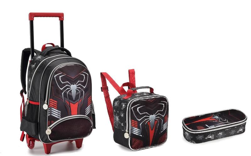 Imagem de Kit Escolar Mochila Com Rodinhas Meninos Spider Aranha 2023