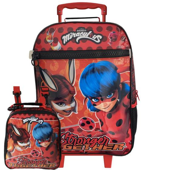 Imagem de Kit Escolar Mochila De Rodas E Lancheira Miraculous Ladybug