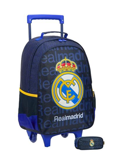 Imagem de Kit Escolar Mochila De Rodinha + Estojo Duplo Real Madrid