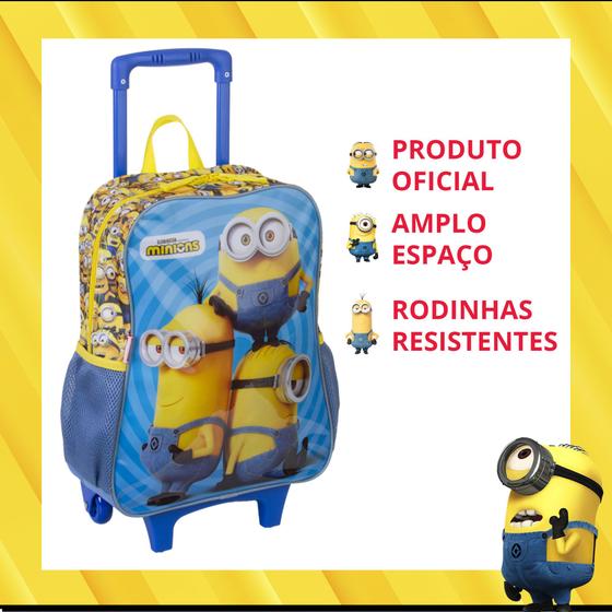 Imagem de Kit Escolar Mochila de Rodinhas Estojo Duplo Grande Personagens Menino Menina Minecraft Minions 